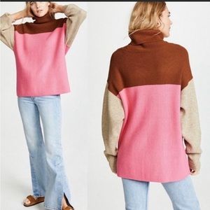Free People Colorblock Turtleneck Sweater